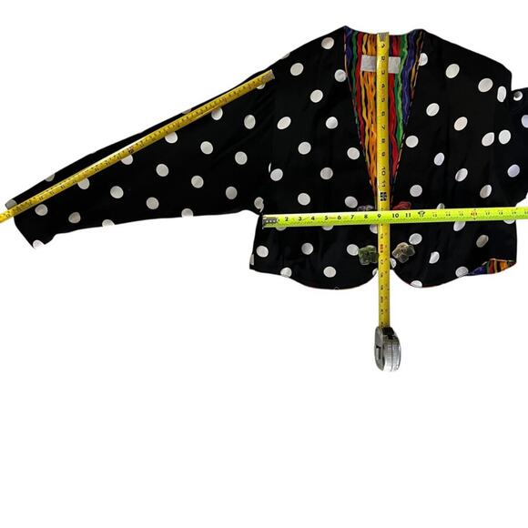 Vintage 80s Set Medium Blazer Pant Set Polka Dot Medium Rainbow Jacket Boho USA - Picture 10 of 16